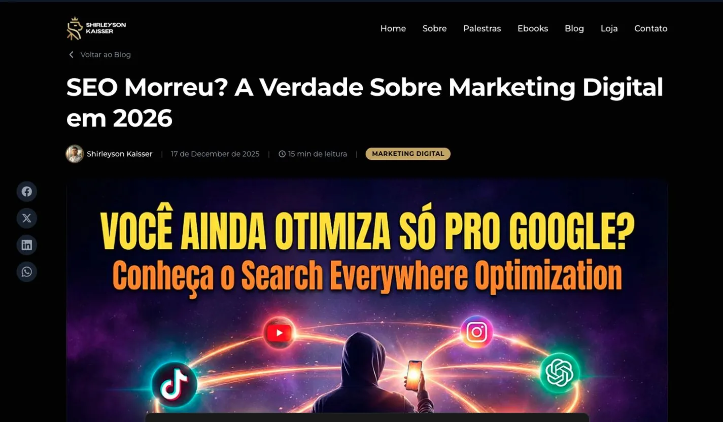 Captura da versão HTML do artigo SEO Morreu no site kaisser.me